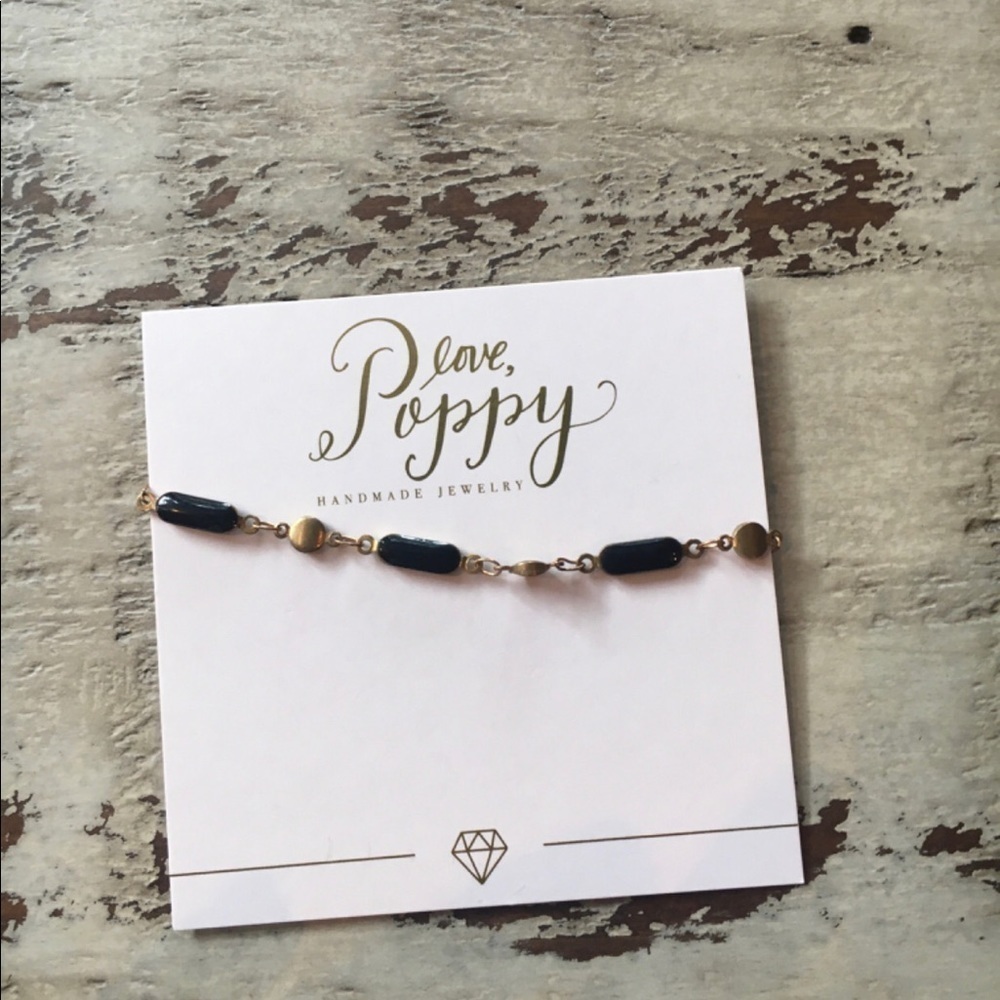 Love Poppy Delicate Black & Vintage Gold Bracelet​​​​​​​​​